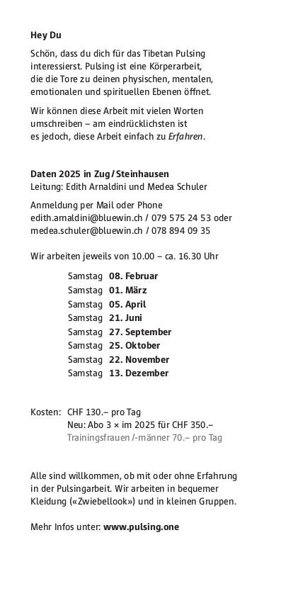 Pulsing 2025 in Zug